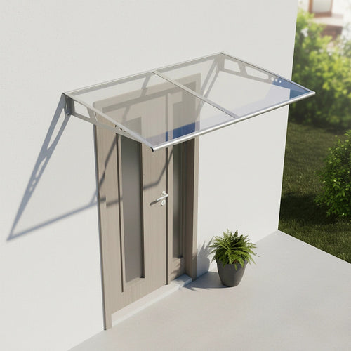 DIY Outdoor Polycarbonate Awning Cover 1.4m x 1m – Clear Weather-Resistant Door & Window Canopy