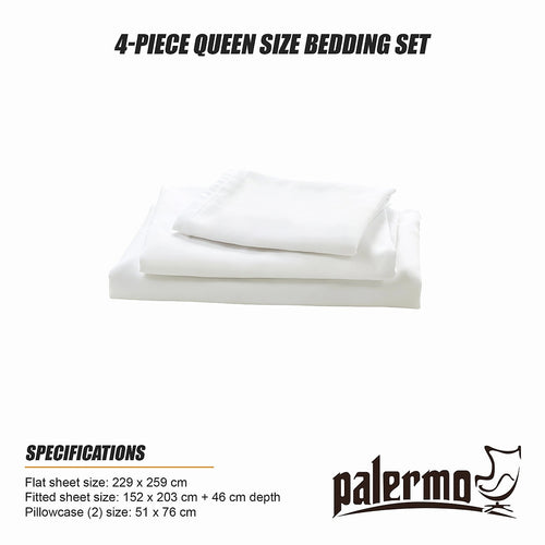 Queen 4 Piece Microfiber Sheet Set Deep Pocket White