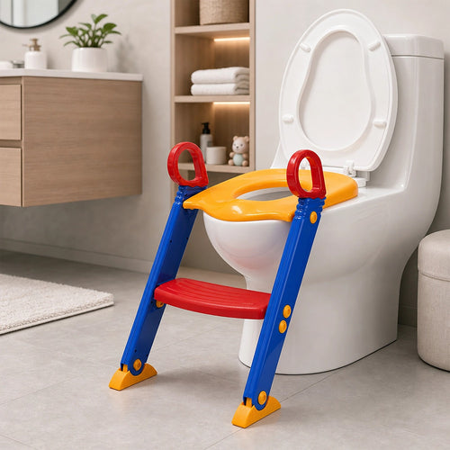 Potty Training Seat with Ladder for Toddlers | Foldable Step-Up Toilet Trainer