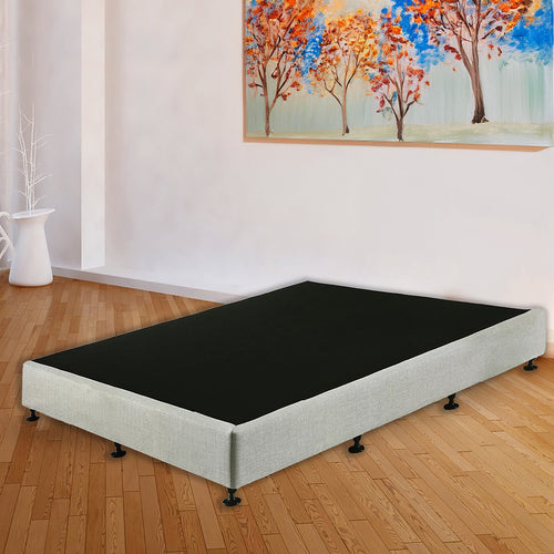 King Slatted Ensemble Bed Base - Platinum Light Grey Linen Breathable Cover