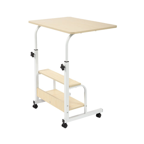 Height Adjustable Rolling Overbed Table 60cm Mobile Computer Desk for Home & Care