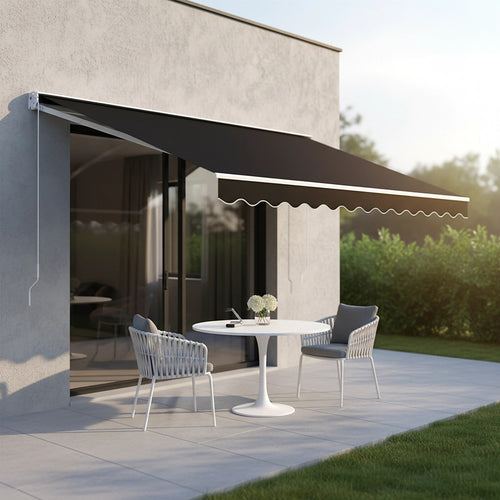 Outdoor Awning Black - 5x2.5m Retractable Sunshade
