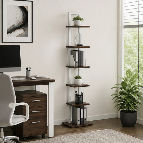 6 Tier Bookshelf Corner Bookcase Storage Rack