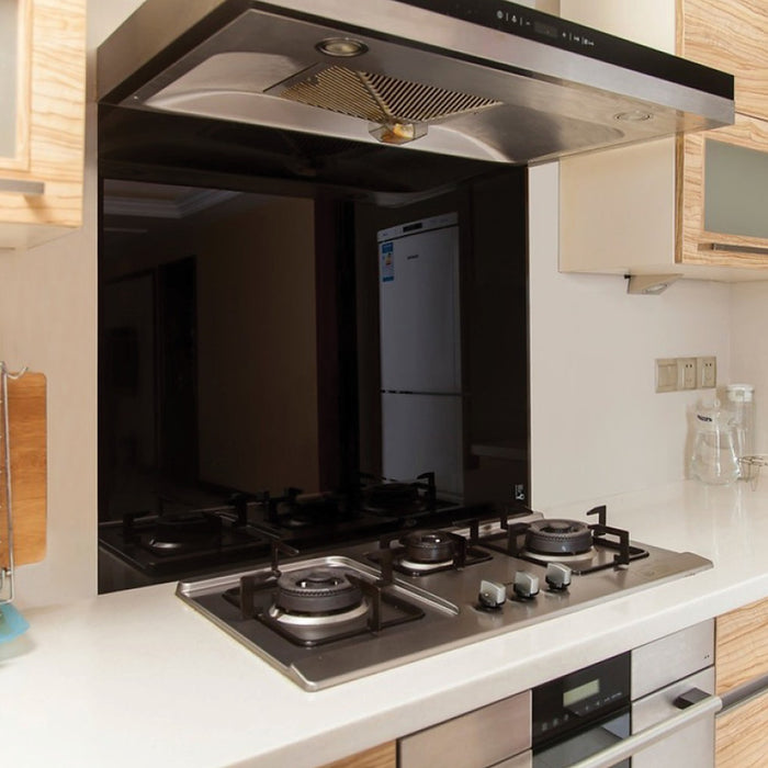 Toughened 90 x 70cm Black Glass Kitchen Splashback