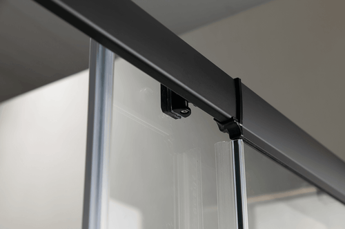 100mm Adjustable (130-140cm) Wall to Wall Sliding Glass Shower Door with Shower Handle Style 3 - Black