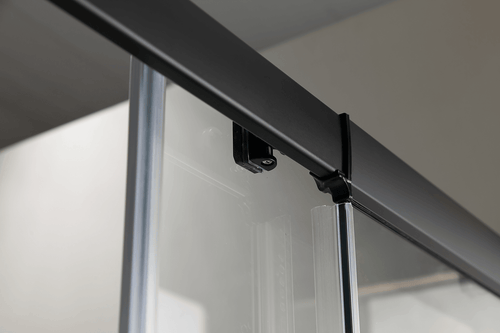 150mm Adjustable (1850x920mm) Single Door Sliding Glass Shower Screen with Shower Handle Style 1 - Black