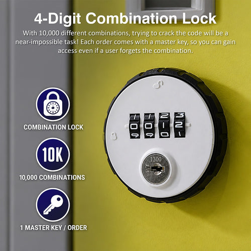 12-Door Steel Locker – Grey with Yellow Door, 4-Digit Combination Lock