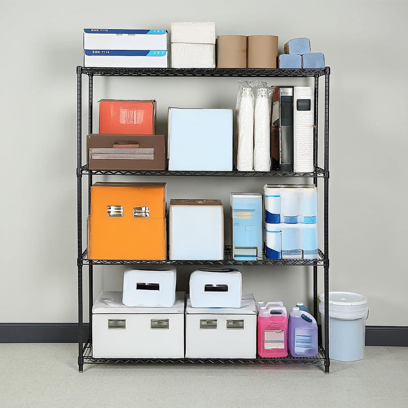 Black Modular Wire Storage 150x35cm Shelf with Fixed Legs | FactoryFast ...