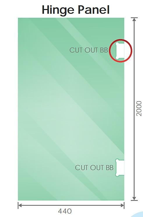 110x80cm Corner Frameless Shower Screen with Nickel Brackets and Brass Hinges, Square Knob Handle