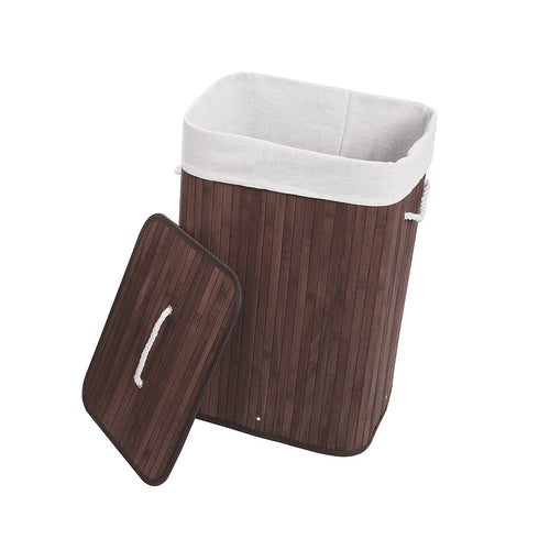 72L Wood Bamboo Laundry Hamper with Lid & Removable Liner Bag