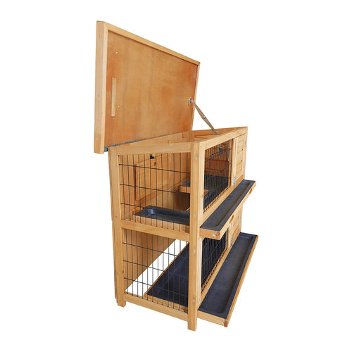 Large Rabbit Hutch with BASE Chicken Coop 2-Storey Guinea Pig Pet Cage House