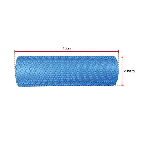 45 x 15cm Physio Yoga Pilates Foam Roller - Blue
