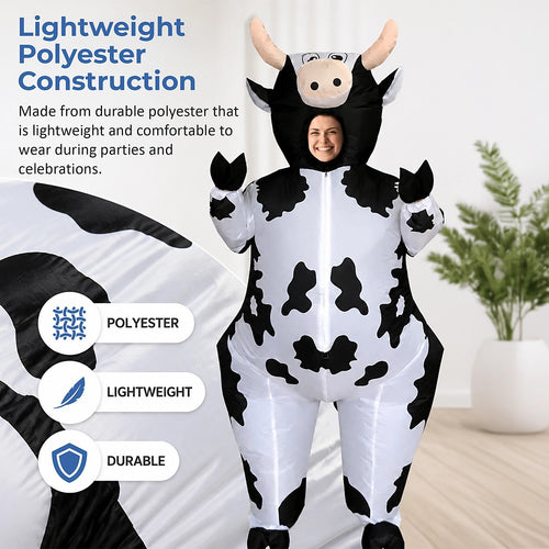 Adult Inflatable Cow Costume Blow Up Fancy Dress Halloween Party Suit
