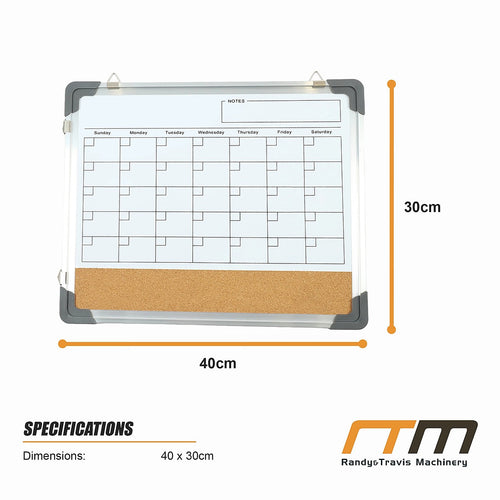 Magnetic Whiteboard Calendar 40x30cm Double Sided Planner