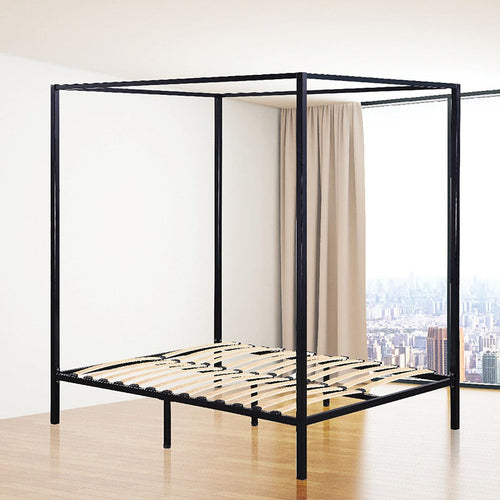 4 Four Poster Double Bed Frame - Black
