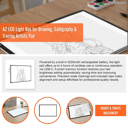 A2 LED Light Box for Drawing, Tracing and Calligraphy Artists Pad