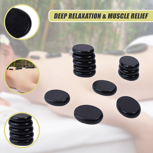 12-Piece Hot Massage Stone Set – Natural Basalt Stones for Spa, Stress Relief & Relaxation Therapy