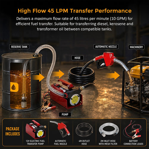 12V Diesel Transfer Pump Kit 10 GPM Electric Fuel Pump