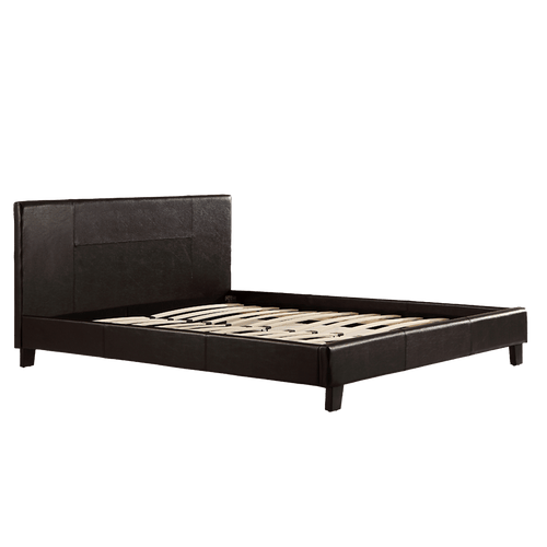 Queen Bed Frame Brown PU Leather
