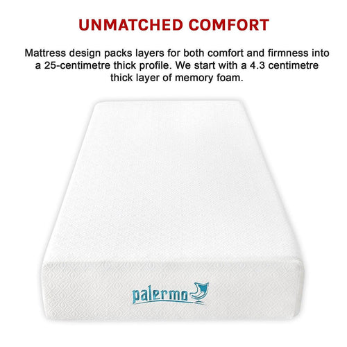 Single 25cm Gel Memory Foam Mattress Dual-Layered - CertiPUR-US