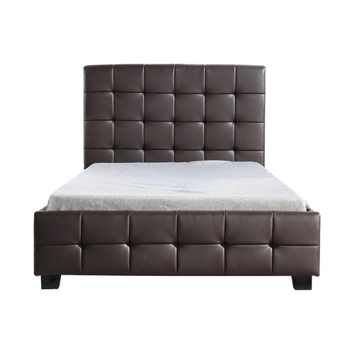 King Single Deluxe Brown PU Leather Upholstered Bed Frame with Headboard & Slats