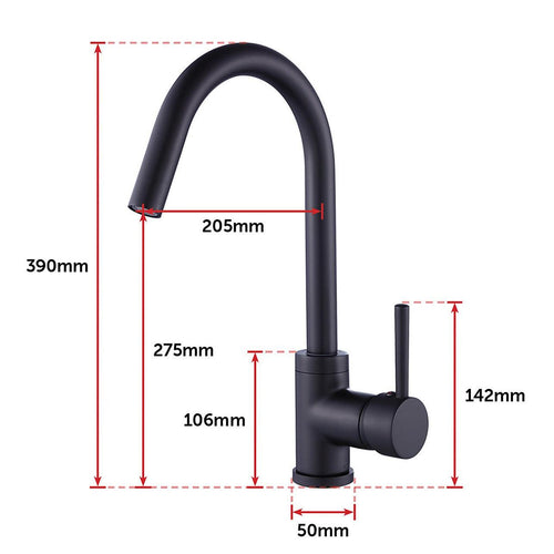 Kitchen Mixer Tap Faucet for Basin Laundry Sink in Black