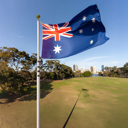 9.1m Flag Pole Kit Telescopic Heavy Duty 16 Gauge Aluminium with Flag