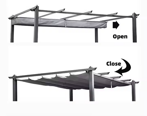 3x4M Aluminium Retractable Pergola Marquee with Slanted Roof – Garden Patio Canopy