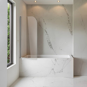 180° CHROME Pivot Door 6mm Safety Glass Bath Shower Screen By Della Francesca - 90 x 140cm