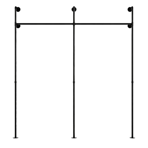 Industrial Pipe Clothes Rack Wall Mounted 201cm Heavy Duty Black