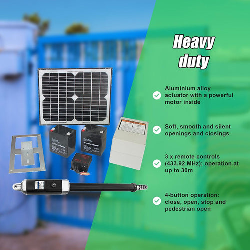 500KG 10W Solar Single Swing Auto Motor Remote Gate Opener