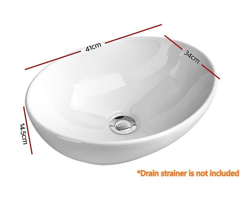 Ceramic Bathroom Basin Vanity Sink Oval Above Counter Top Mount Bowl