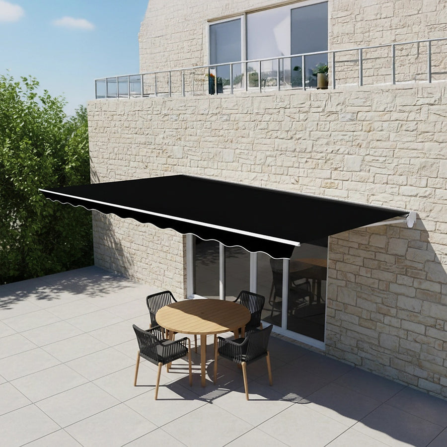 Outdoor Awning Black - 4x2.5m Retractable Sunshade