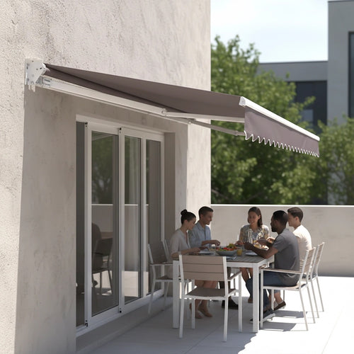 Automatic Retractable Awning 5.0 x 3.0m - Grey Outdoor Wall Sunshade