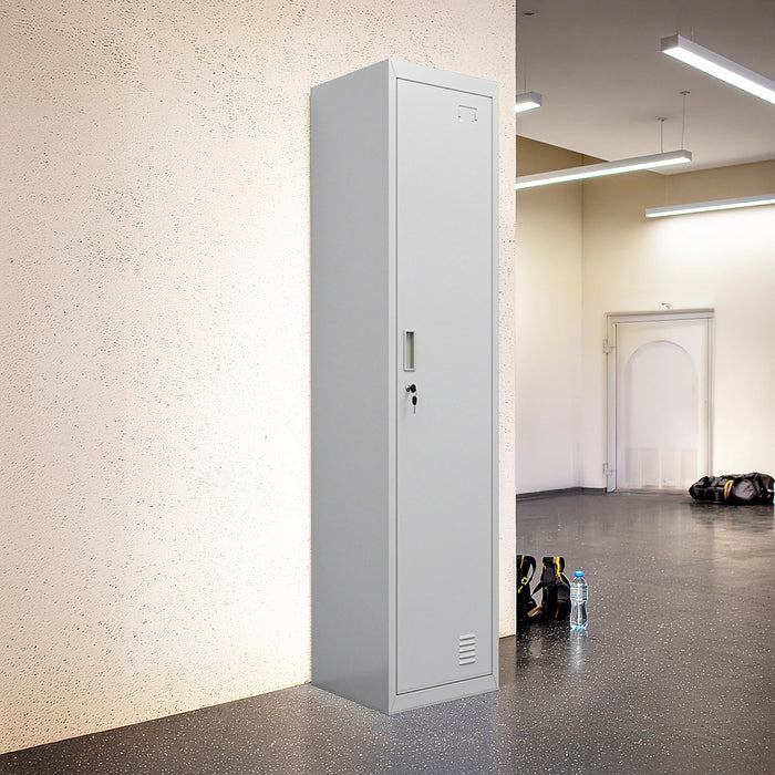 Lockable 1-Door Grey Locker for Home or Office - Standard Lock with 2 Keys