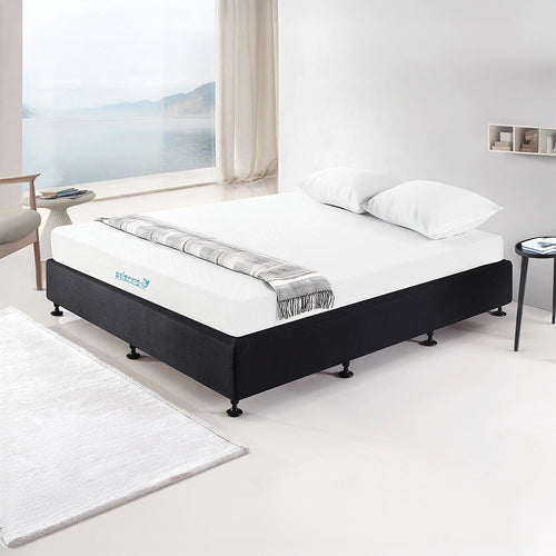 King Slatted Ensemble Bed Base - Midnight Black Linen Breathable Cover