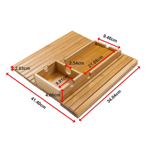 Bamboo Sofa Arm Tray Couch Phone Holder Anti-Slip for Snacks Drinks