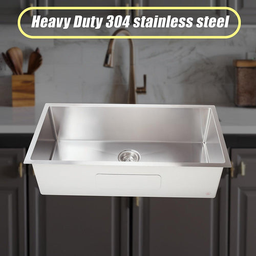 900x450mm Stainless Steel Handmade 1.5mm Sink with Waste in Stainless Steel with brushed finish Finish