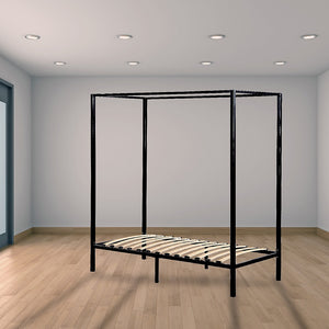 4 Four Poster Single Bed Frame - Black