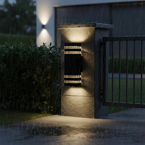 Modern 12 Inch LED Up Down Wall Light with Dual Lamps & Dusk to Dawn Sensor