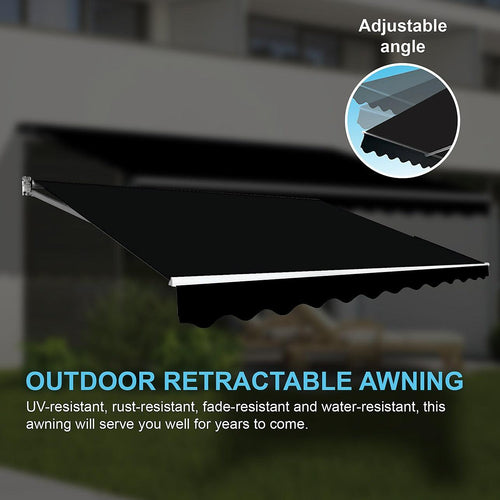 Outdoor Awning Black - 5x2.5m Retractable Sunshade