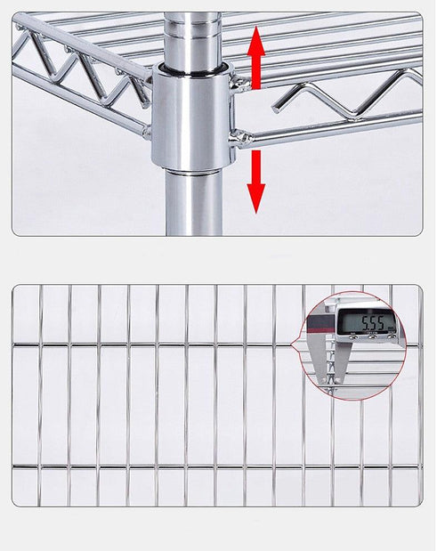 Modular Wire Storage Shelf 900 x 450 x 1800mm Steel Shelving - Carbon Chrome Plated