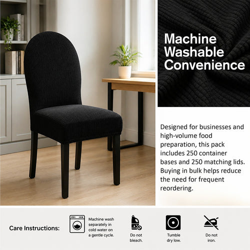 Dining Chair Covers 6 Pack Black Stretch Jacquard Washable Slipcovers