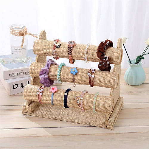 3-Tier Triple Bar Jewellery Display Rack for Watches Bracelets and Accessories