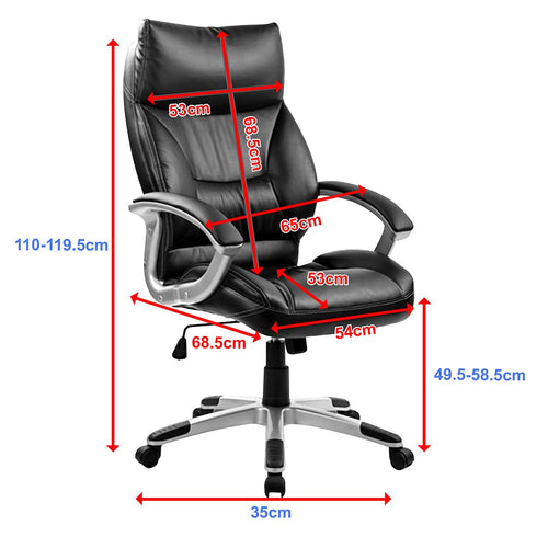 PU Leather Executive Office Black Chair – Ergonomic Swivel Computer Desk Chair