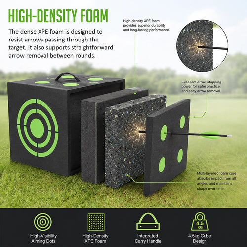 3D Archery Target – 40cm High-Density XPE Foam Cube with Handle