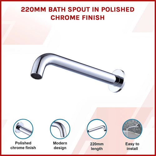 220mm Bath Spout in Chrome Finish