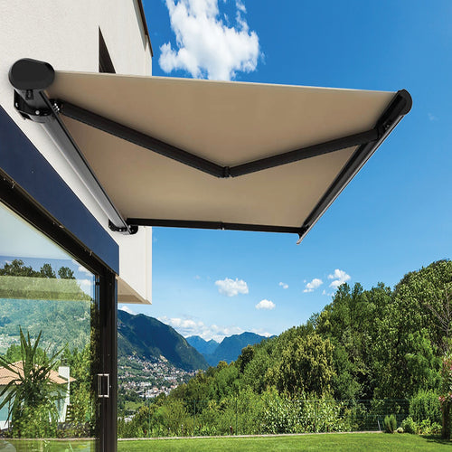 Heavy Duty Full Cassette Retractable Awning: Motorised 5.5x3m Beige Sunshade