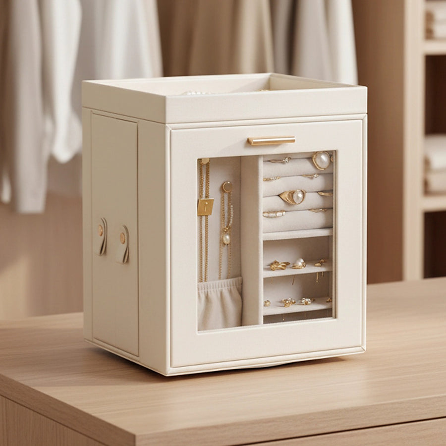 Jewellery Organiser with Mirror and 360° Rotating Storage