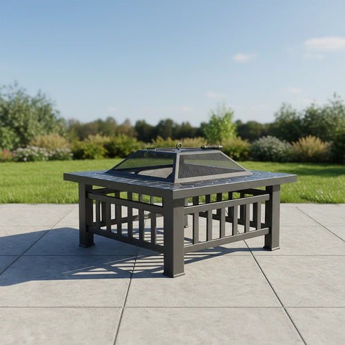 18" Square Metal Fire Pit Outdoor Heater